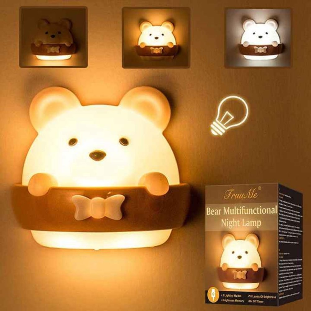 Cute Bear Night Light Girls Baby Boy Toddler Gifts Portable USB Charging Reading